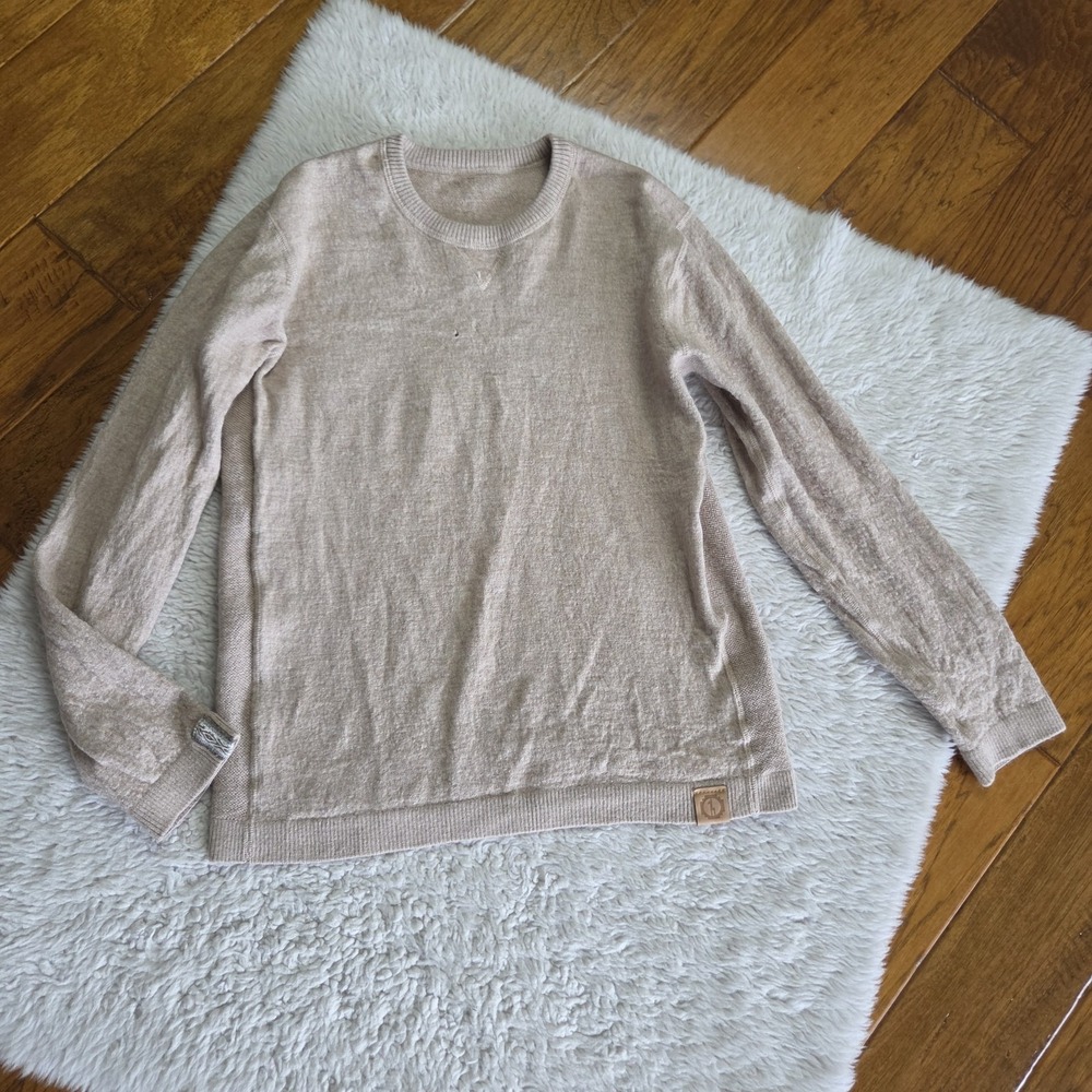 Paka Sweater Women's Large Royal Alpaca Blend Tan Raglan Pullover Crewneck FLAW